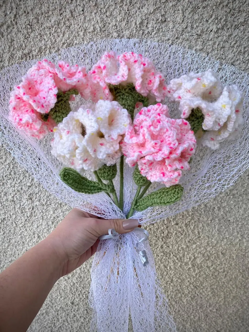 Buchet garoafe alb-roz